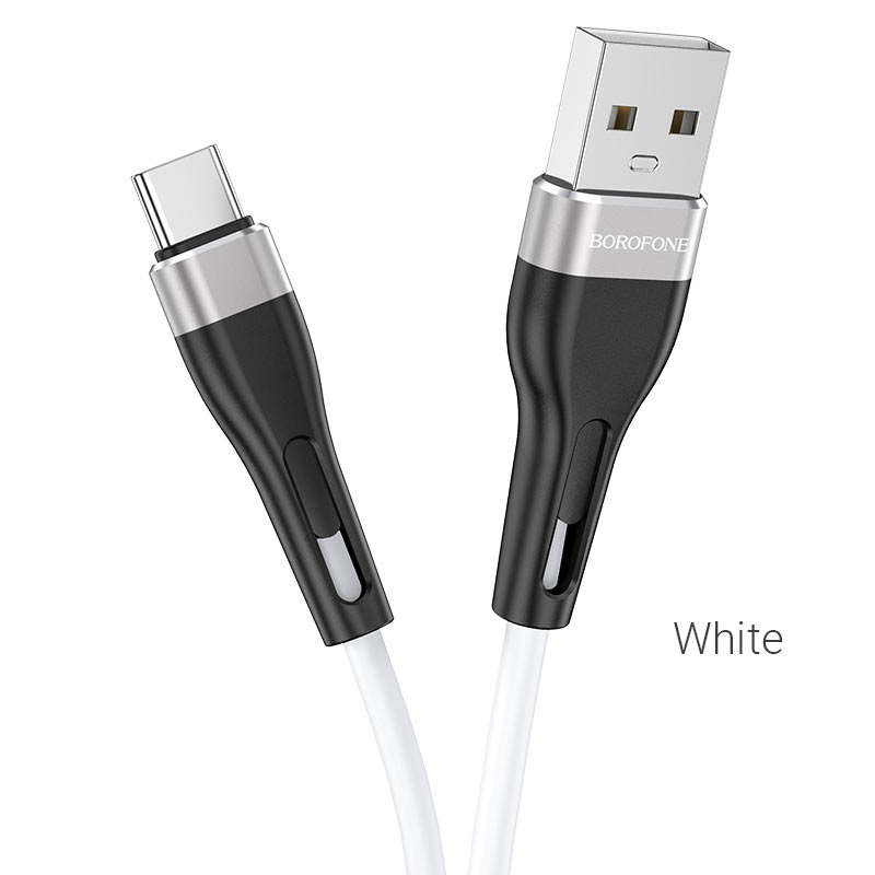 

Кабель USB Type-C(m)-USB 2.0(Am), 3A, 1м, белый Borofone Rush BX46 (6931474738165), BX46