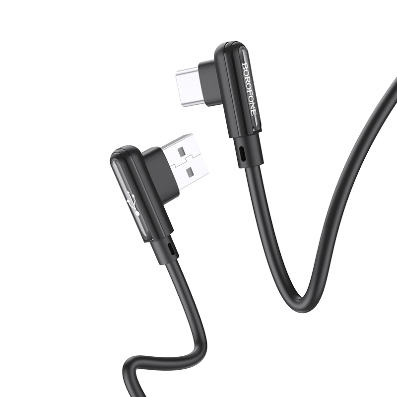 

Кабель USB Type-C-USB, угловой, 3A, 1м, черный Borofone Lucky BX58 (6931474752178), BX58