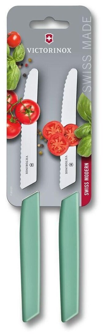 

Набор ножей Victorinox Swiss Modern 6.9006.11W41B, 2 шт., мятный (6.9006.11W41B), 6.9006.11W41B