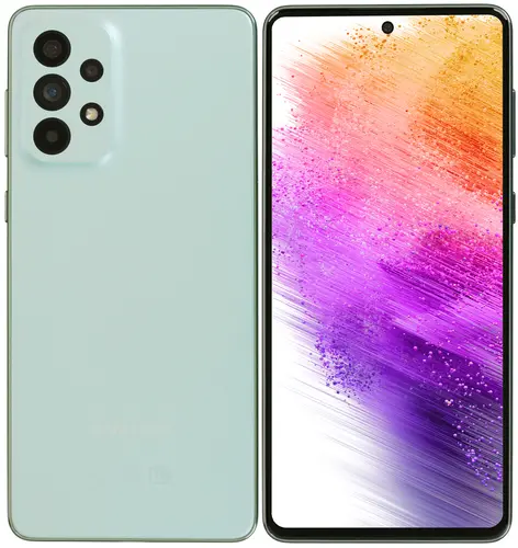 

Смартфон Samsung Galaxy A73, 6.7" 1080x2400 Super AMOLED Plus, Qualcomm Snapdragon 778G, 8Gb RAM, 128Gb, 3G/4G/5G, NFC, Wi-Fi, BT, 4xCam, 2-Sim, 5000mAh, USB Type-C, Android 12, мятный (SM-A736BLGGMEA), Galaxy A73