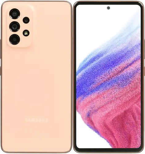 

Смартфон Samsung Galaxy A53 5G, 6.5" 1080x2400 Super AMOLED, Qualcomm Exynos 1280, 8Gb RAM, 128Gb, 3G/4G/5G, NFC, Wi-Fi, BT, 4xCam, 2-Sim, 5000mAh, USB Type-C, Android 12, оранжевый (SM-A536EZOGMEA), Galaxy A53 5G