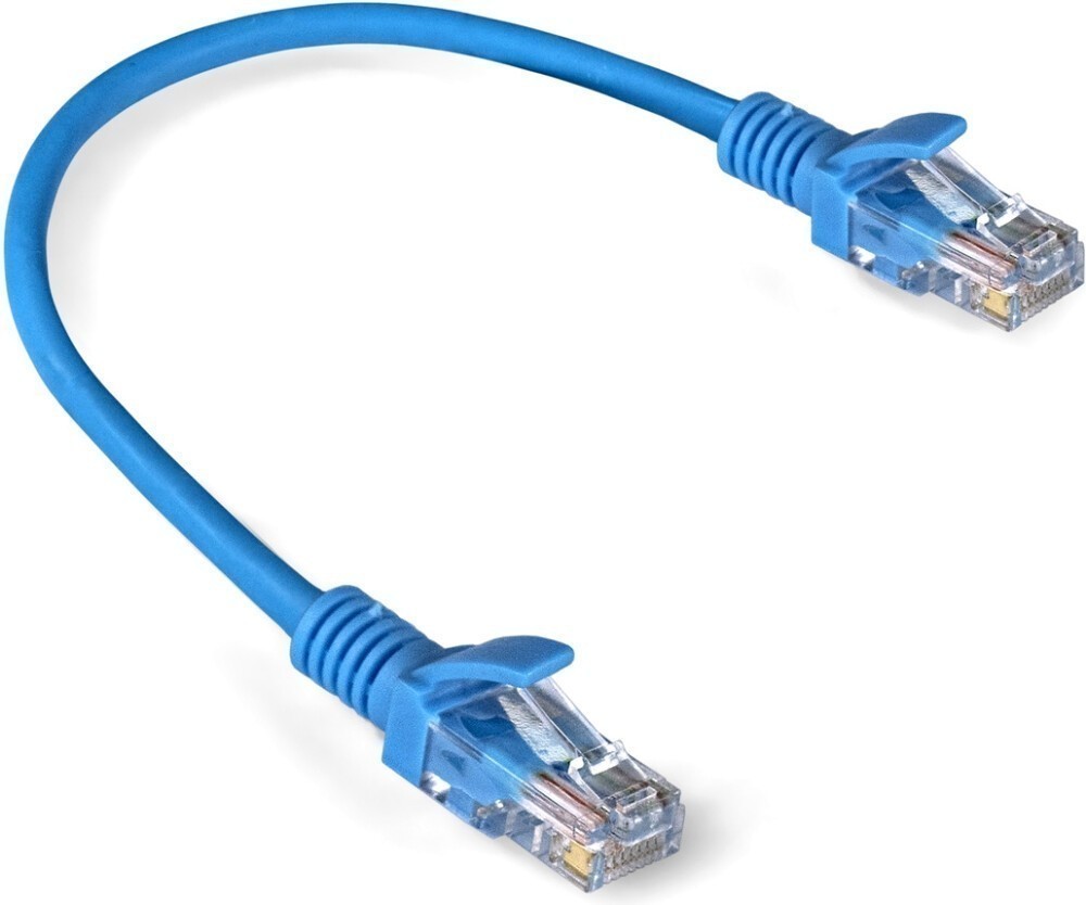 Патч-корд UTP кат.5e, 0.3 м, RJ45-RJ45, синий, CCA, Exegate UTP-RJ45-RJ45-5e-0,3M-BL (EX258667RUS)