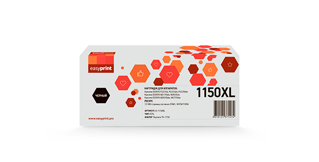 

Картридж лазерный EasyPrint LK-1150XL (TK-1150XL), черный, 12000 страниц, совместимый для Kyocera M2135dn/M2635dn/M2735dw/P2235dn/P2235dw