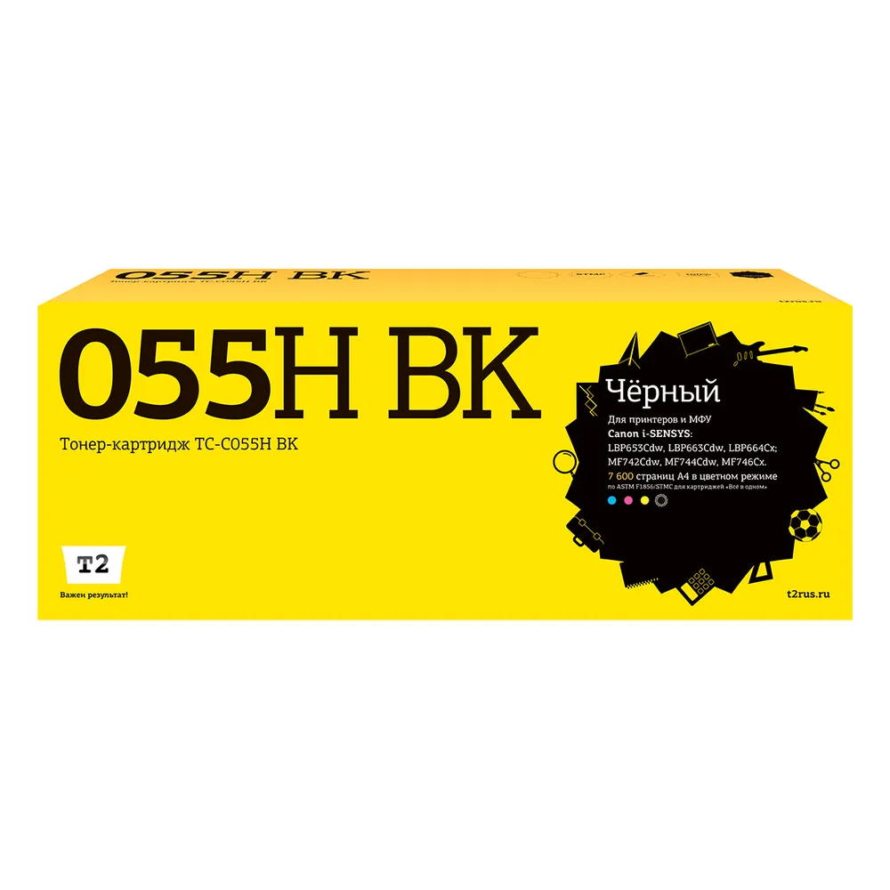 

Картридж лазерный T2 TC-C055H BK (055HBK), черный, 7600 страниц, совместимый для Canon i-SENSYS LBP663/664/MF742/744 с чипом