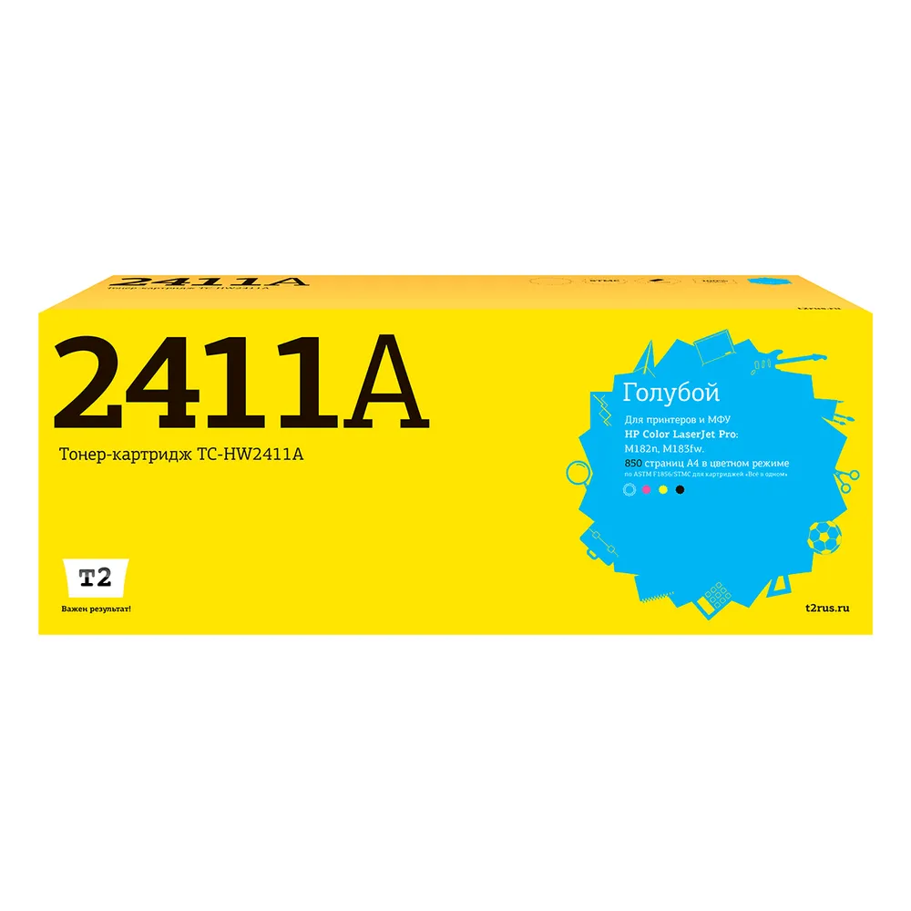 

Картридж лазерный T2 TC-HW2411A (№216A/W2411A), голубой, 850 страниц, совместимый для CLJ Pro M182n/M183fw
