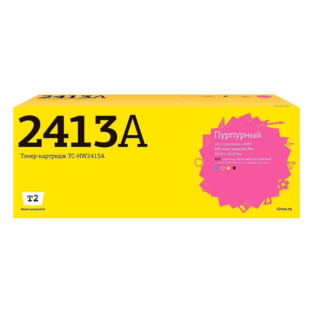 

Картридж лазерный T2 TC-HW2413A (№216A/W2413A), пурпурный, 850 страниц, совместимый для CLJ Pro M182n/M183fw с чипом