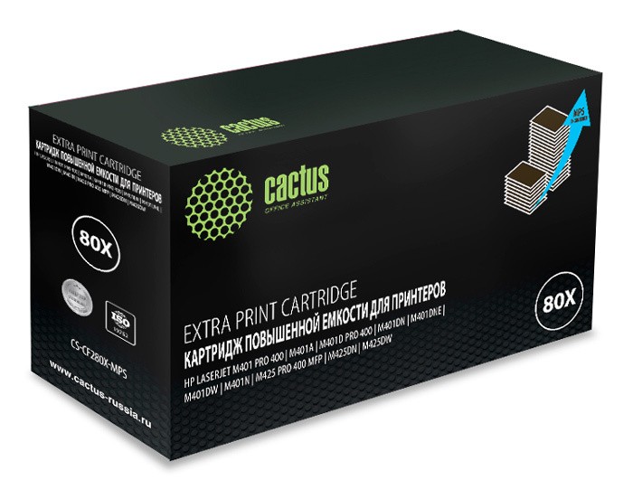Картридж Cactus CS-CF280X-MPS, черный, 13000 страниц