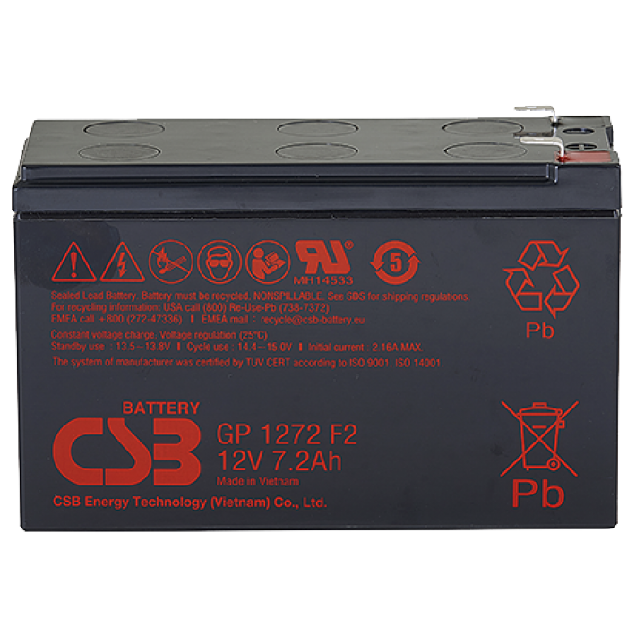 

Комплект. Аккумуляторная батарея CSB GP1272 F2, 12V, 7.2Ah (10шт.), GP1272 F2