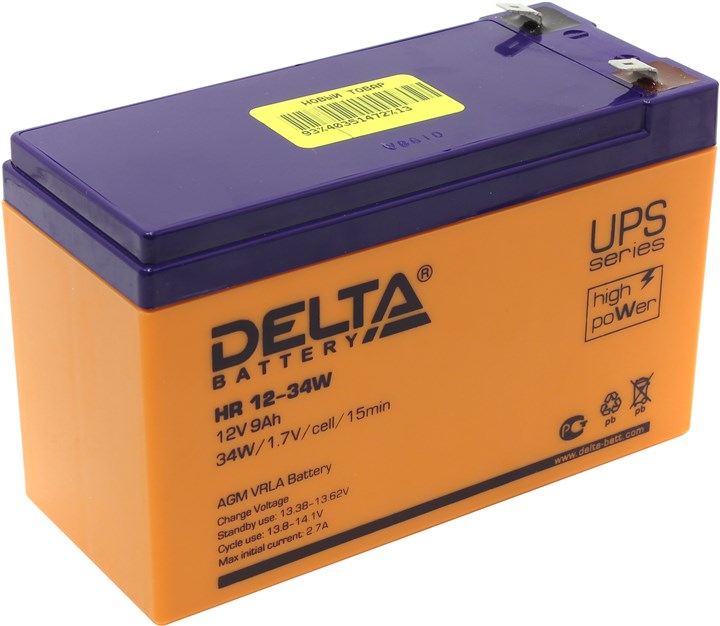 

Аккумуляторная батарея для ИБП Delta HR 12-34W, 12V, 9Ah, Оранжевый, HR 12-34W