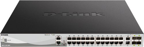 

Коммутатор D-Link DGS-3130-30PS, управляемый, кол-во портов: 24x1 Гбит/с, SFP+ 4x10, кол-во SFP/uplink: RJ-45 2x10 Гбит/с, установка в стойку, PoE: 24x30 Вт (макс. 370 Вт) (DGS-3130-30PS/B1A), DGS-3130-30PS