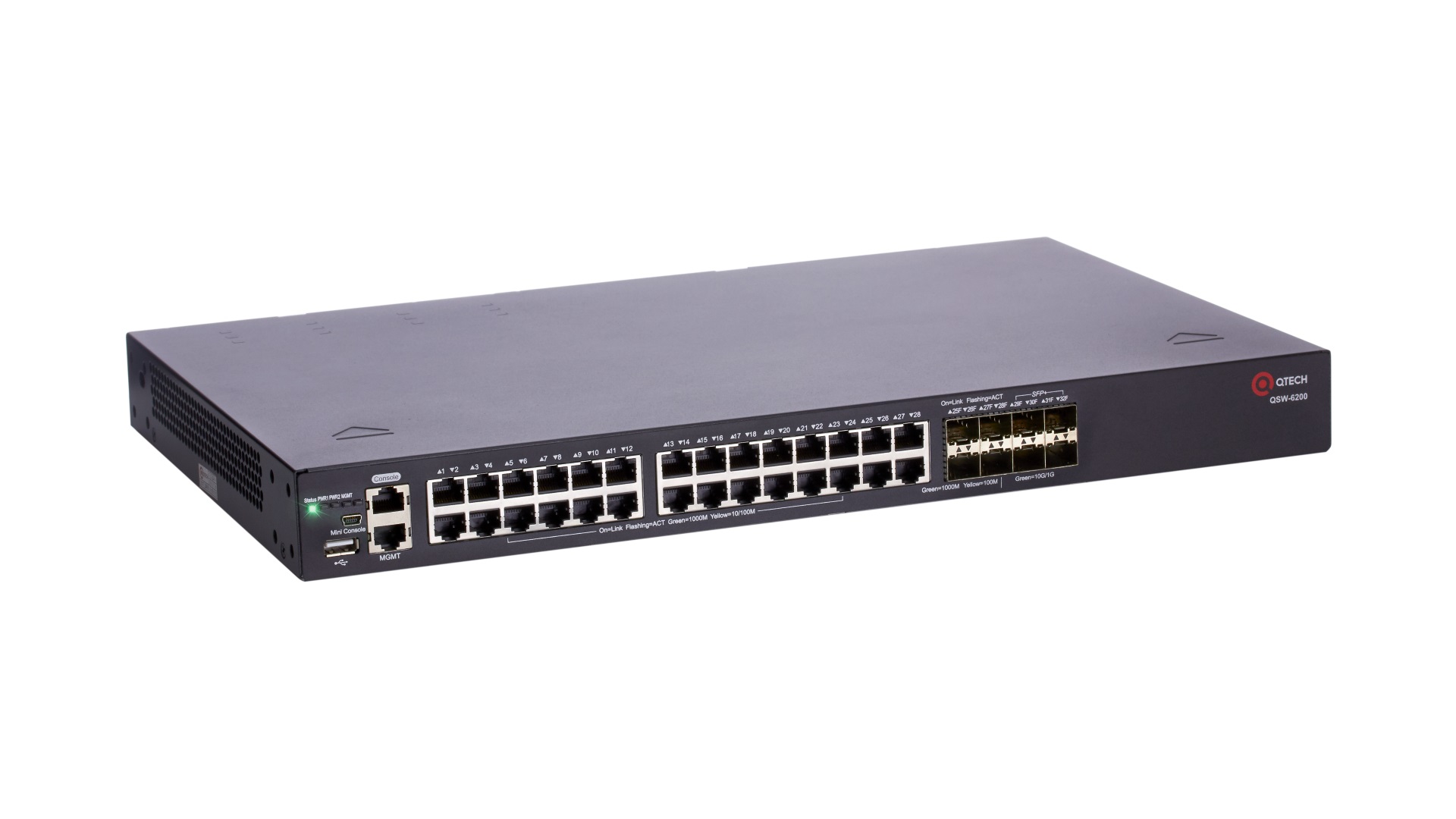 

Коммутатор Qtech QSW-6200-32T, управляемый, кол-во портов: 24x1 Гбит/с, SFP+ 4x10 Гбит/с, кол-во SFP/uplink: combo RJ-45/SFP 4x1 Гбит/с, установка в стойку (QSW-6200-32T), QSW-6200-32T