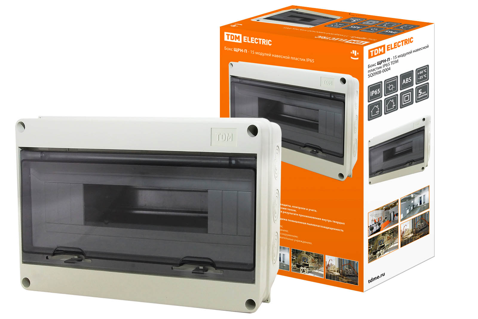 

Корпус пластиковый TDM 193мм x 305мм x 106мм, IP 65, серый (SQ0908-0004), ЩРН-П-15