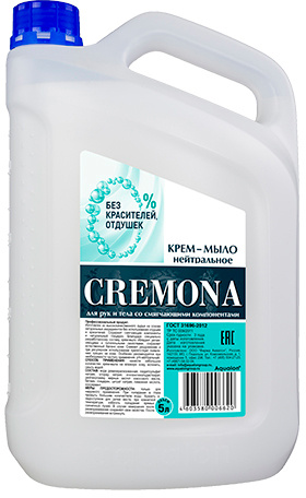 

Жидкое мыло CREMONA 106620, натуральное, 5л, 5кг (106620), 106620