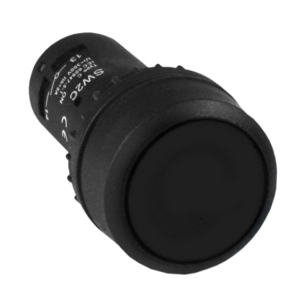 Кнопка плоская без фиксации 22 мм, 1NO 1NC, черный, EKF PROxima SW2C-11 (sw2c-11s)
