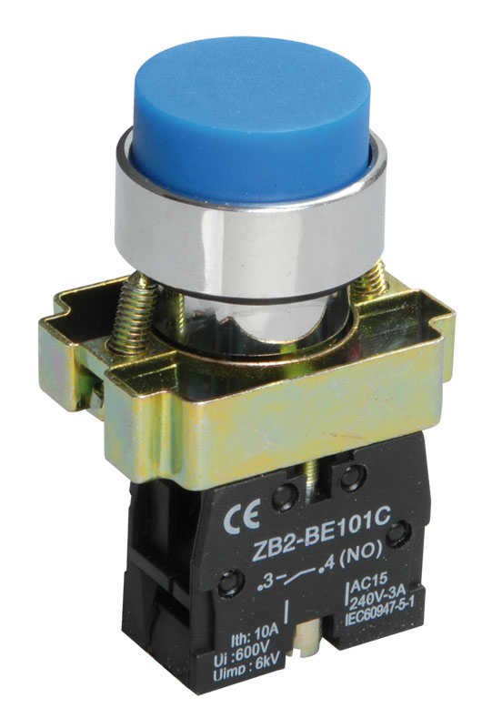 

Кнопка плоская без фиксации 22 мм, 1NO, синий, IEK LAY5-BL61 (BBT70-BL-K07), LAY5-BL61