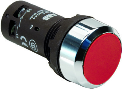 Кнопка плоская без фиксации 22 мм 1NC, красный, ABB CP1-30R-01 (1SFA619100R3041)