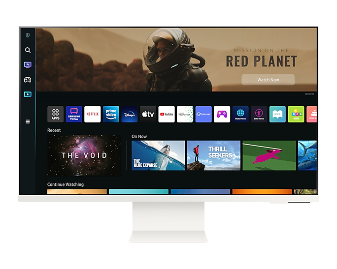 

Монитор 32" Samsung M8 LS32BM801UI VA, изогнутый, 3840x2160 (16:9), 400кд/м2, 4мс, 178°/178°, HDMI, USB Type-C, USB-Hub, веб-камера, белый (LS32BM801UIXCI), LS32BM801UI