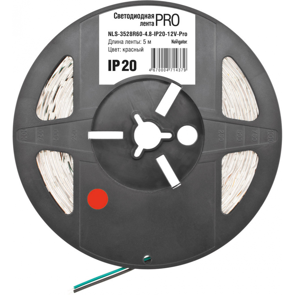

Лента светодиодная NLS-3528R60-4.8-IP20-12В-Pro R5, 5м, 60шт./4.8Вт на метр, 12V, красный, IP20 Navigator (71437), NLS-3528R60-4.8-IP20-12В-Pro R5