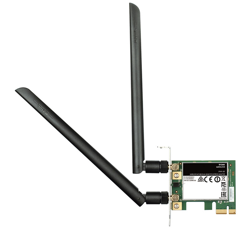 

Адаптер Wi-Fi D-link DWA-582, 802.11a/b/g/n/ac, 2.4 / 5 ГГц, до 866 Мбит/с, 18 дБм, PCI-E, внешних антенн: 2x4.5 дБи (DWA-582 (OEM)), DWA-582