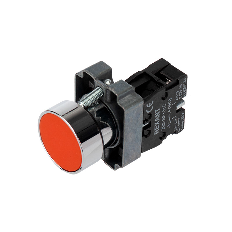 

Кнопка плоская без фиксации 22 мм 1NC, красный, Rexant XB2 (36-5520), XB2