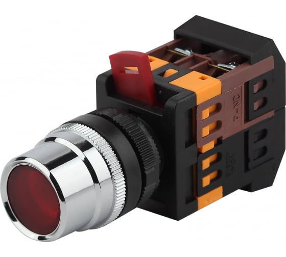 

Кнопка плоская 22 мм, 1NO 1NC, красный, ЭРА BBT10-ABLF-K04E (Б0045648), BBT10-ABLF-K04E
