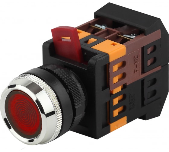 Кнопка плоская 22 мм, 1NO 1NC, красный, ЭРА BBT30-ABLFS-K04E (Б0045654)