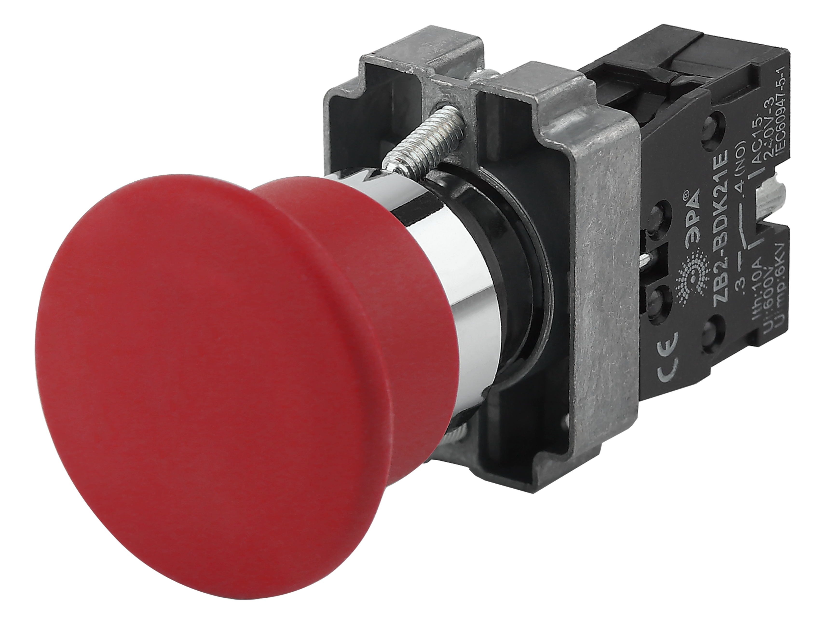 Кнопка грибовидная без фиксации 22 мм 1NC, красный, ЭРА BBG71-BC-K04E (Б0045643)