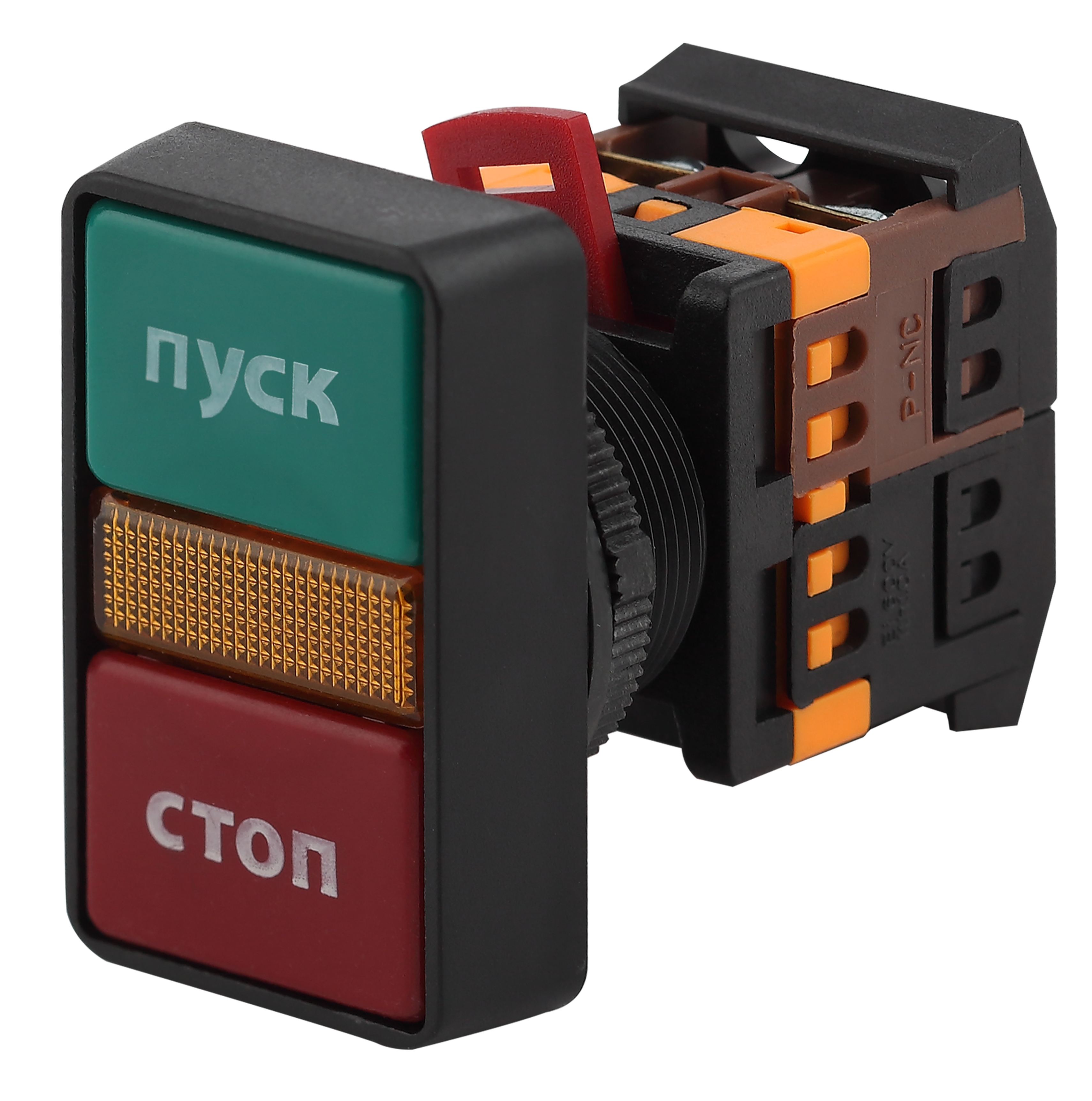 

Кнопка комбинированная "Пуск-Стоп" без фиксации 30 мм, 1NO 1NC, красный/зеленый, ЭРА BBD21-PPBB-K51E (Б0045627), BBD21-PPBB-K51E