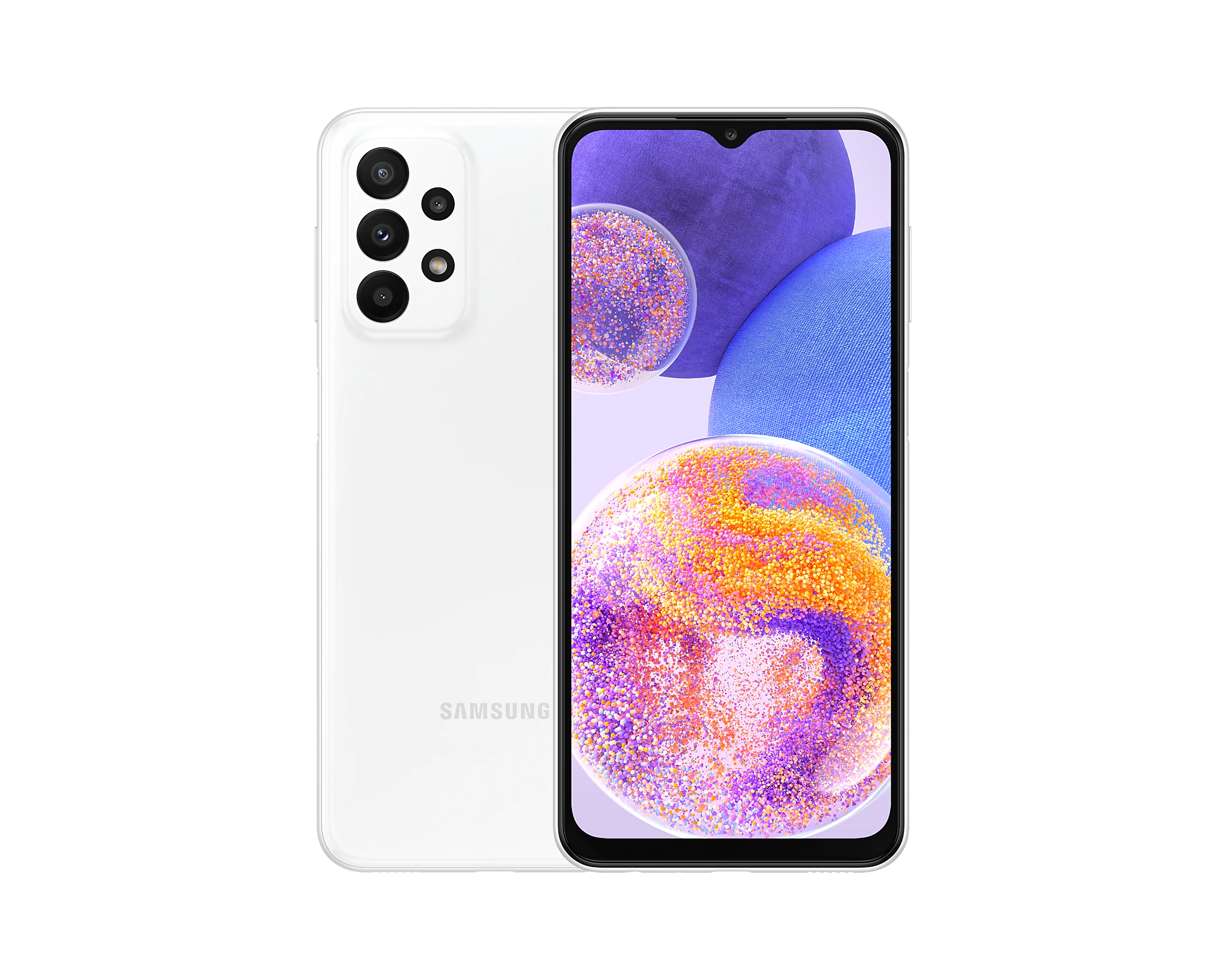 

Смартфон Samsung Galaxy A23, 6.6" 1080x2408 PLS, Qualcomm Snapdragon 680, 4Gb RAM, 128Gb, 3G/4G, NFC, Wi-Fi, BT, 4xCam, 2-Sim, 5000mAh, USB Type-C, Android 12, белый (SM-A235FZWVMEA), Galaxy A23