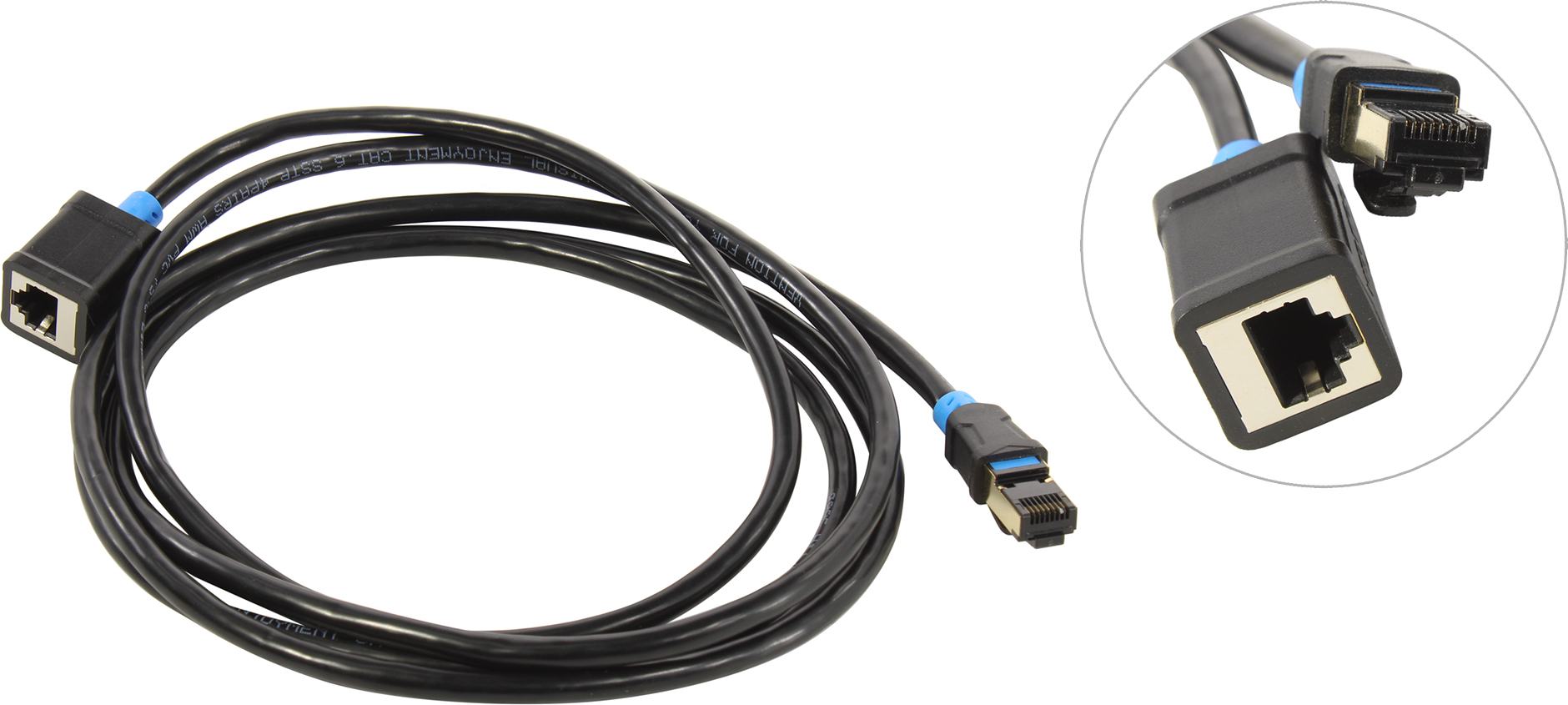 

Патч-корд удлинитель SSTP кат.6, 2м, RJ45-RJ45, черный, CU, экранированный, Vention (IBLBH)