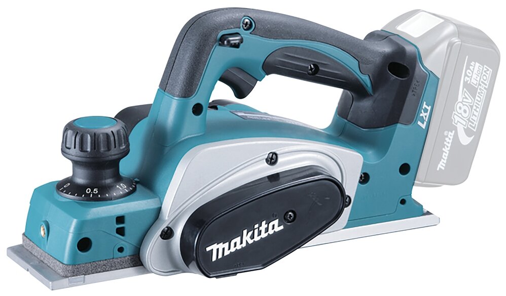 Электрорубанок Makita DKP180Z, 14000 об/мин, аккумуляторный, глубина строгания 2мм, глубина выборки паза до 9мм, ширина строгания 82мм, Li-Ion, 18В, 3.4кг без акб и зу