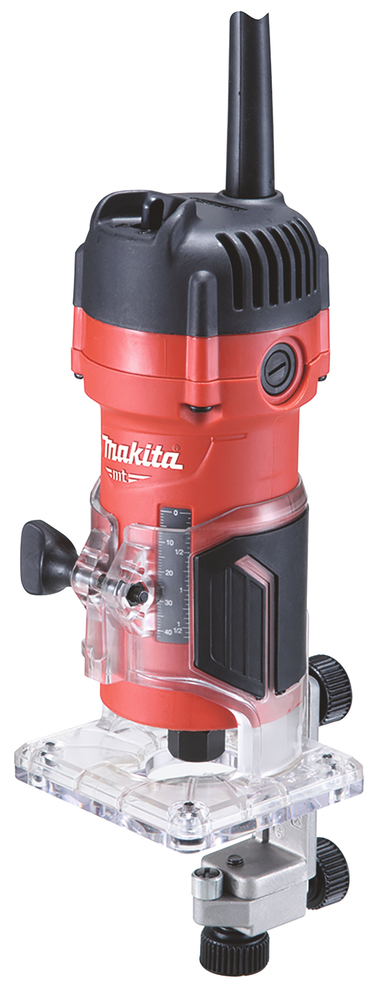 Фрезер кромочный (триммер) Makita M3700, сетевой, 530Вт, скорость вращения - 35000 об/мин, глубина фрезерования 42мм, размер цанги 6мм, 1.4кг