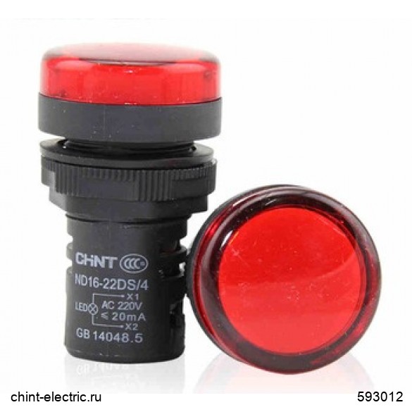 Лампа индикаторная красный CHINT ND16-22DS/2