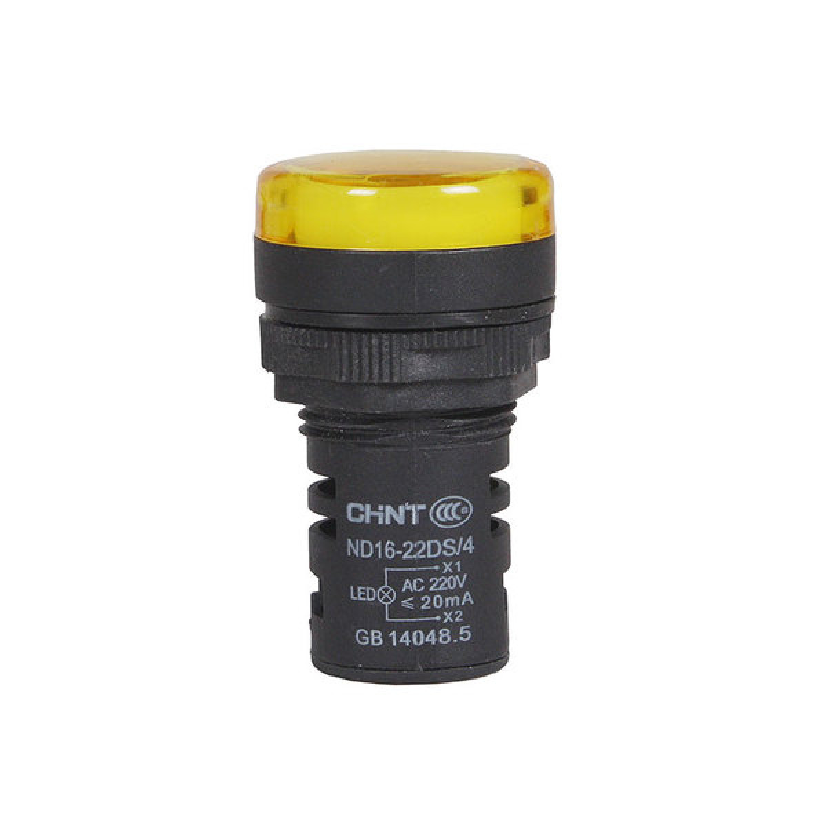 Лампа индикаторная желтый 22 мм 230 В AC/DC, CHINT ND16 ND16-22D/2 (593076)