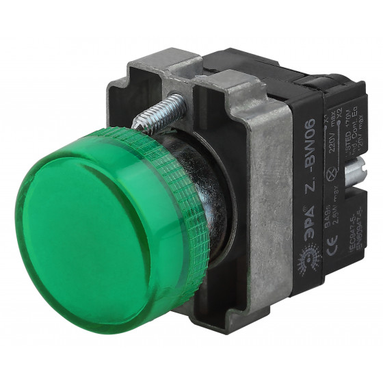 

Лампа индикаторная LED зеленый 22 мм 230 В AC, Эра BLS50-BU-K06E (Б0045623), BLS50-BU-K06E