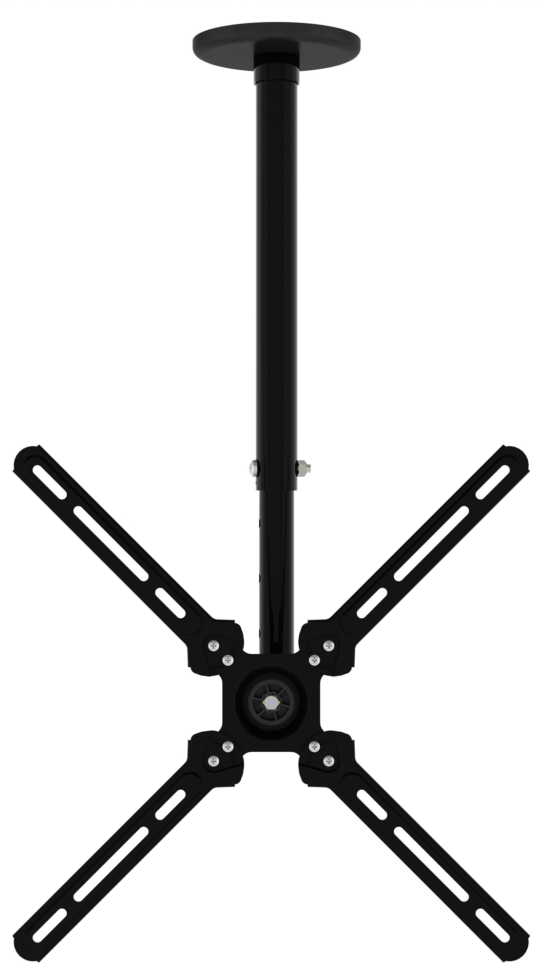 

Кронштейн потолочный для TV/монитора Cactus, 23"-55", VESA 200x200мм-400x400мм, наклонный, поворотный, до 45 кг, черный (CS-CP07)