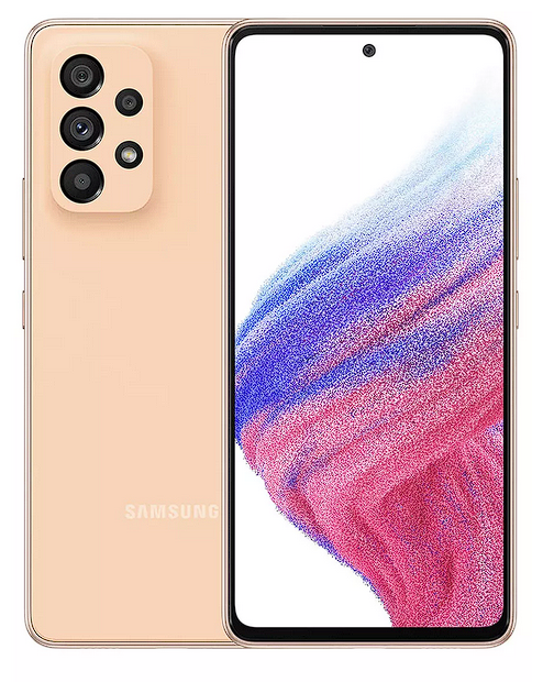 

Смартфон Samsung Galaxy A53 5G, 6.5" 2400x1080 Super AMOLED, Samsung Exynos 1280, 6Gb RAM, 128Gb, 3G/4G/5G, NFC, Wi-Fi, BT, 4xCam, 2-Sim, 5000mAh, USB Type-C, Android 12, оранжевый (SM-A536EZODMEA), Galaxy A53 5G