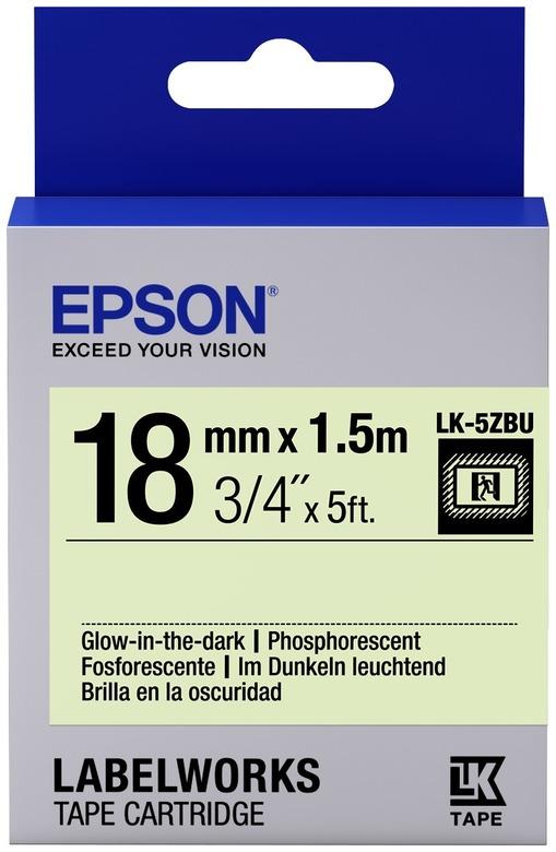 Кассета с лентой Epson LK-5ZBU, 1.8 см x 1.5 м, черный на флуоресцентный желтый, оригинальная (C53S655015)