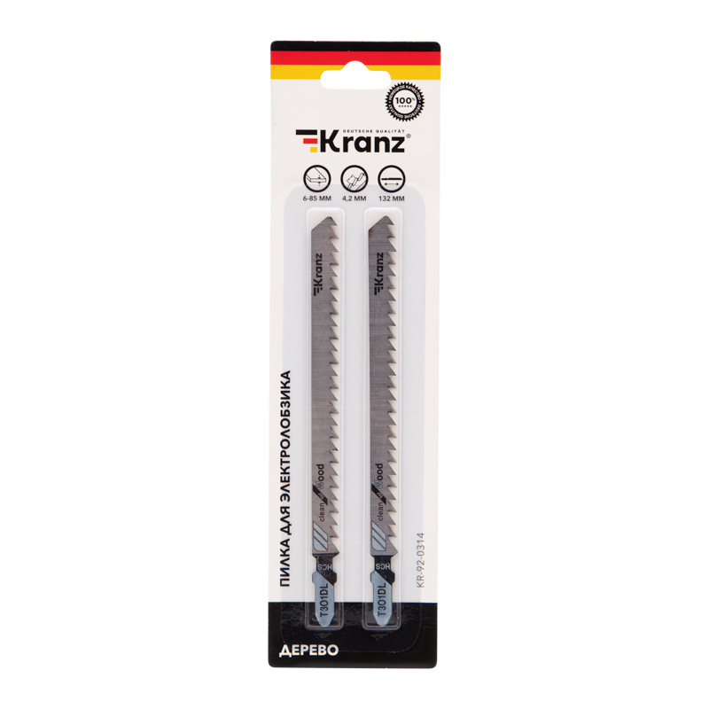 

Пилка для лобзика Kranz T301DL L132мм, быстрый рез, по дереву, 2шт. (KR-92-0314), T301DL