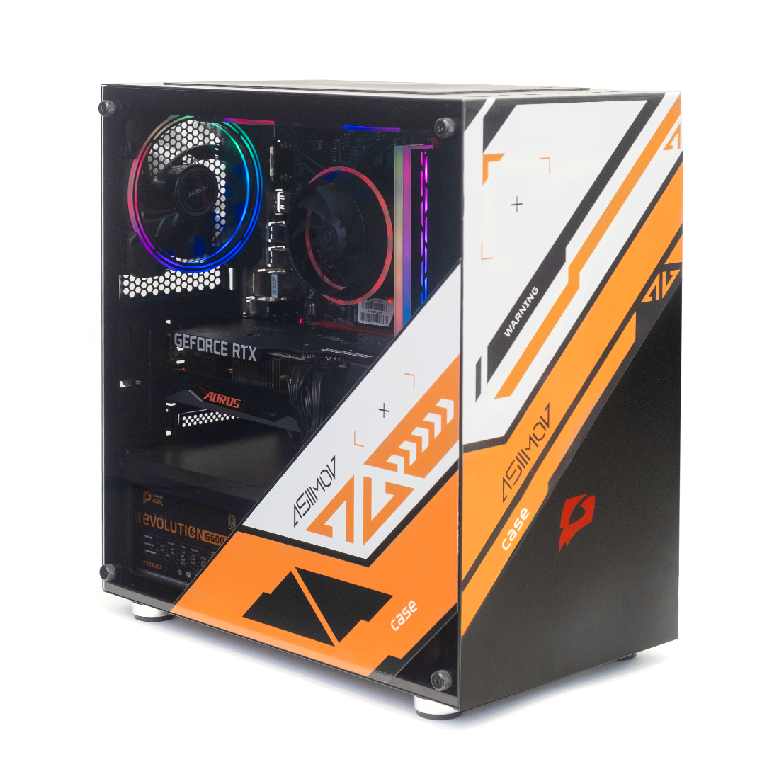 Системный блок Mastero ASIIMOV, Intel Core i5 10400F 2.9 ГГц, 16Gb RAM, 500Gb SSD, NVIDIA GeForce RTX 3050 8Gb, DOS, черный/оранжевый (ASM-I10400-16-500-3050)