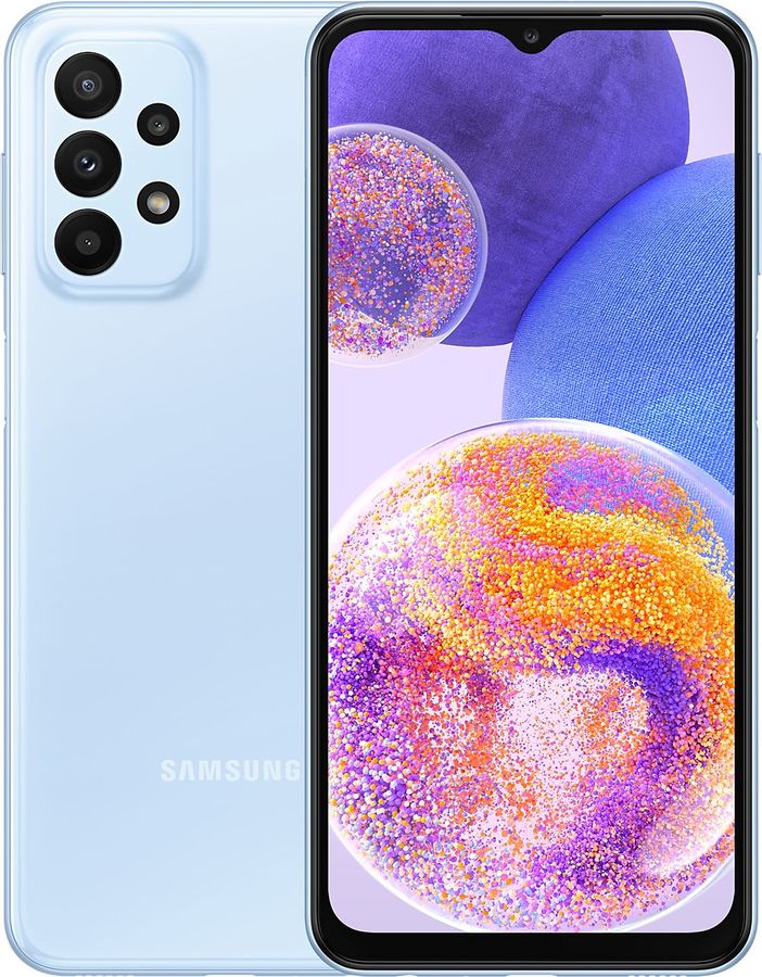 

Смартфон Samsung Galaxy A23, 6.6" 1080x2408 PLS, Qualcomm Snapdragon 680, 4Gb RAM, 64Gb, 3G/4G, NFC, Wi-Fi, BT, 4xCam, 2-Sim, 5000 мА⋅ч, USB Type-C, Android 12, голубой (SM-A235FLBUMEA), Galaxy A23