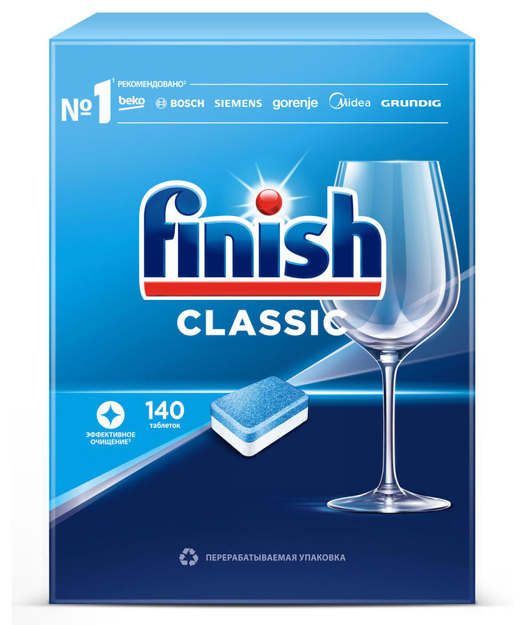 

Таблетки для посудомоечной машины Finish Classic, 140 шт. (3217419), 0