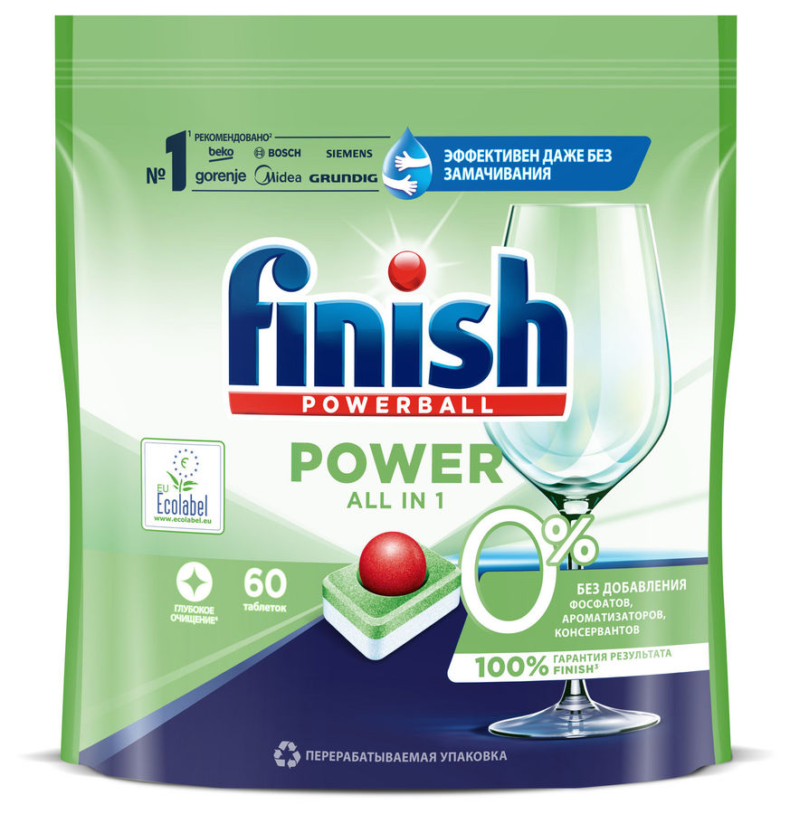 

Таблетки для посудомоечной машины Finish All in 1, 60 шт., 1.1кг (3187929)