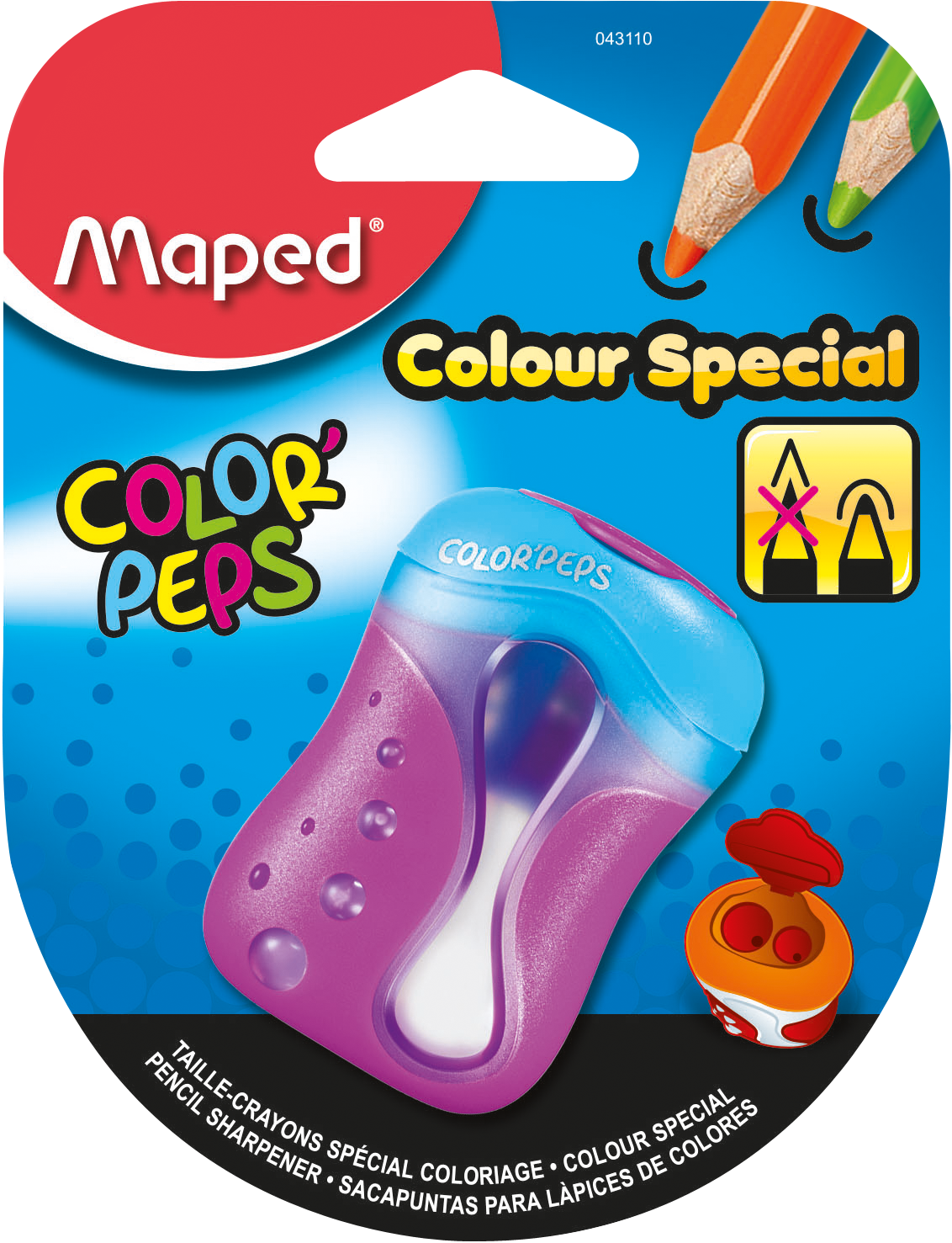 

Точилка для карандашей механическая Maped 043110, контейнер для стружки, 2 отверстия (043110), 043110