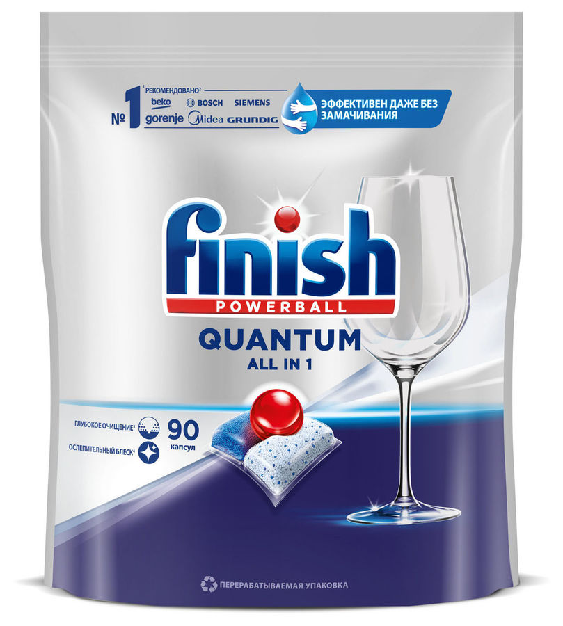 

Таблетки для посудомоечной машины Finish Quantum All in 1, 90 шт., 1.07 кг (3215696)