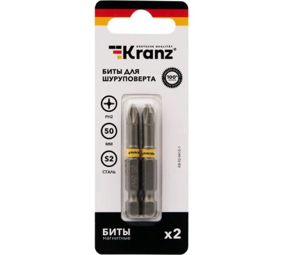 

Бита KRANZ PH2, 50мм, 1/4 (тип Е), магнитная, 2шт. (KR-92-0415-1)