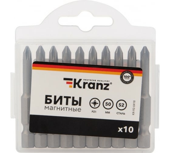 

Бита KRANZ PZ1, 50мм, 1/4 (тип Е), магнитная, 10шт. (KR-92-0418)