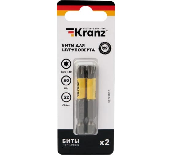 

Бита KRANZ T40, 50мм, 1/4 (тип Е), магнитная, 2шт. (KR-92-0431-1)