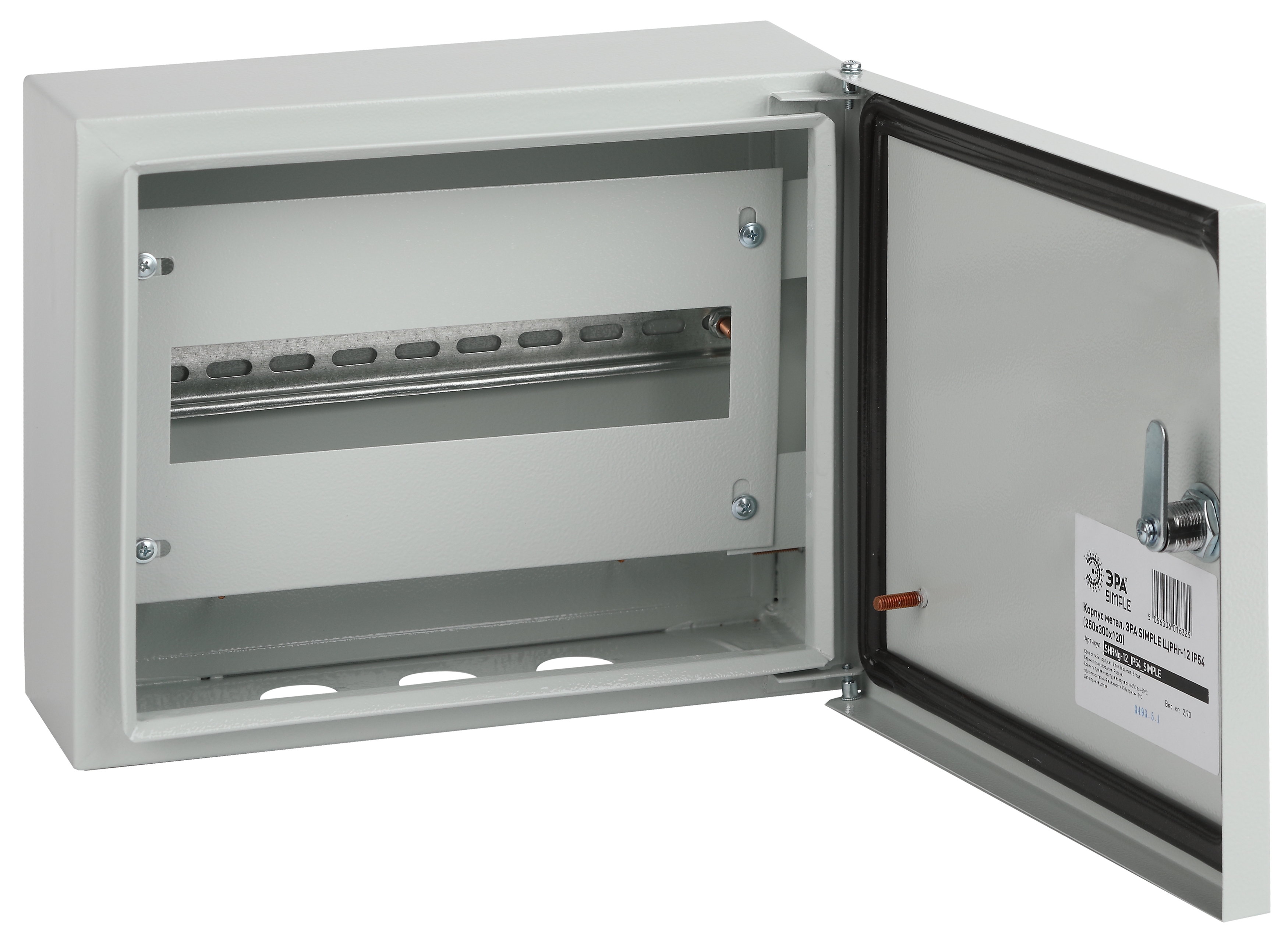 

Корпус металлический 300мм x 250мм x 120мм, IP54, замок с ключом, серый, Эра SIMPLE ЩРНг-12 (Б0041689), ЩРНг-12