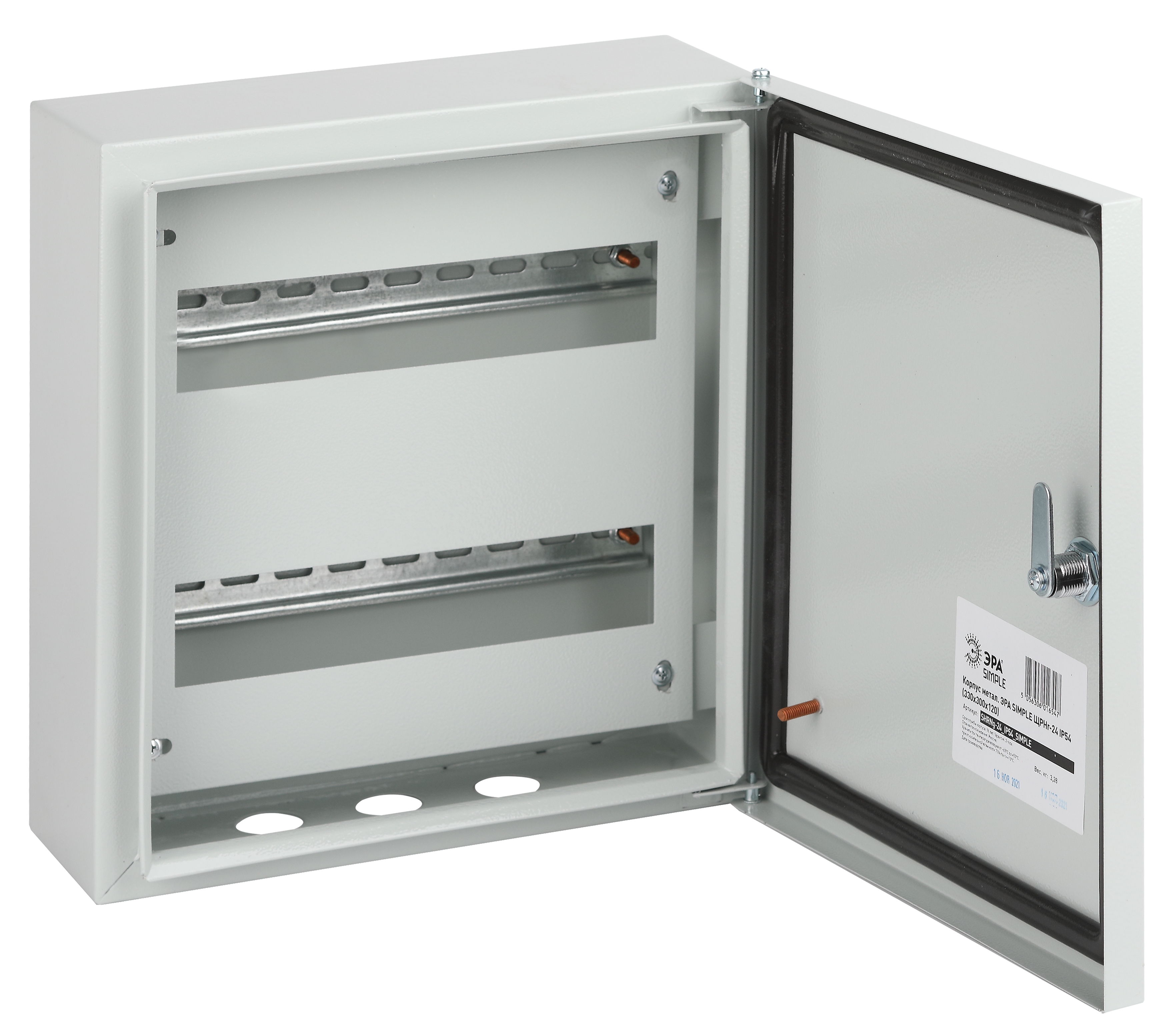 

Корпус металлический 300мм x 330мм x 120мм, IP54, замок с ключом, серый, Эра SIMPLE ЩРНг-24 (Б0041690), ЩРНг-24